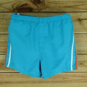 Sand N Sun Swim Trunks w/ Liner Mens L Blue 100% Polyester Pockets Stretch Waist